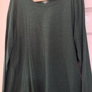 Long sleeve glitter green knit top, size XXL